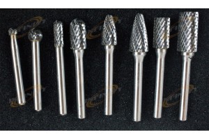 1/4" Shank 8pc Double Cut Carbide Rotary Burr Set With Aluminum Case Neiko USA